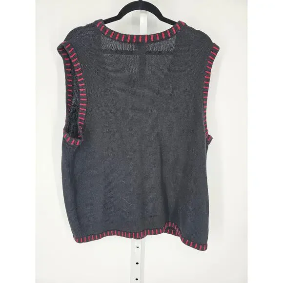Holiday Editions Women's Black Christmas Holiday Sweater Vest Size XXL - Picture 2 of 6